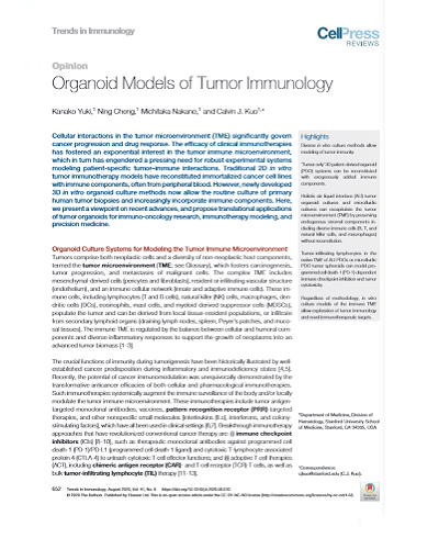 Organoid Models of Tumor Immunology